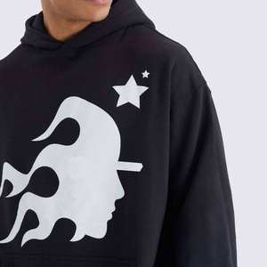 Sweat-shirt à capuche unisexe en polaire OEM, imprimé crâne, coupe classique, printemps, 100 % polyester, pull-over, logo avant, séchage rapide - Product Image 3