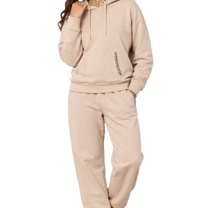 Sweat-shirt à capuche beige surdimensionné unisexe, décontracté, en coton French Terry, avec poche, manches longues, couleur unie, pour l'automne - Product Image 5