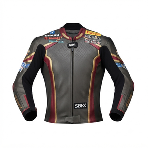 Men’s CE Level 2 Cowhide Leather Moto <b>Racing</b> <b>Jacket</b>/Chaqueta Motorcycle Track Protective Riding Gear - Product Image 1