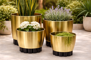 Jardinière en fer avec revêtement en poudre, durable, multi-usages, pour intérieur, avec drainage - Product Image 1