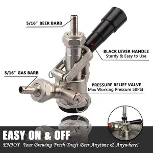 Acoplador barril 304 aço inoxidável Sonda Sankey D Sistema Keg Tap com Ball Lock Conversão de desconexão rápida para Kegerator Beer