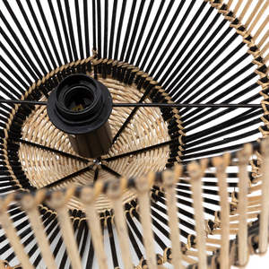 Black Natural Rattan Hanging Lamp <b>Shade</b> Handwoven Bohemian Ceiling <b>Light</b> Cover Modern <b>Wicker</b> Pendant Lighting For Home Decor - Product Image 5