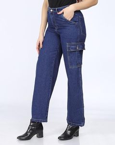 กางเกงยีนส์ทรงตรงเอวสูงผ้ายืดสำหรับผู้หญิง - Product Image 2