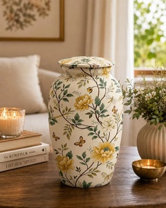 Vintage Botanical Flower Design Metal Cremation Urn with Artistic Floral Detailing <b>Memorial</b> <b>Keepsake</b> Funeral Urn - Product Image 3