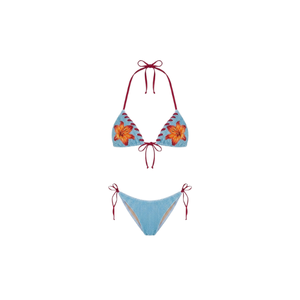 Bikini Personalizado ODM/OEM con Cuentas Florales, Color Sólido, Cintura Alta, Lazos Laterales, Traje de Baño de Dos Piezas, Bikini Push-Up - Product Image 1