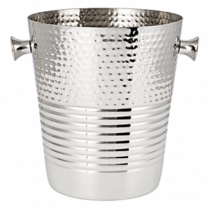 Hammered Stainless Steel <b>Ice</b> Bucket Dual Handles Ribbed Metal Wine Champagne Chiller Tub for Bar Hotel Restaurant Supplies - Product Image 1