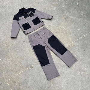 Two Tone Solid Hooded <b>Winter</b> Workwear <b>Jacket</b> Pants Set Durable 100% Cotton Lightweight Breathable Utility Outfit Multiple - Product Image 5