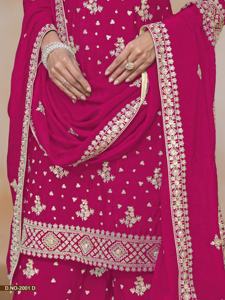 Dernier modèle de costume Sharara en Chinnon brodé de sequins, Salwar Kameez, vêtements indiens et pakistanais pour mariages et festivals - Product Image 4