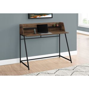 Scrivania Moderna Contemporanea da 48 Pollici per Ufficio Domestico con Ripiani Portaoggetti, Laminato Marrone e Metallo Nero per Lavoro con Laptop - Product Image 5