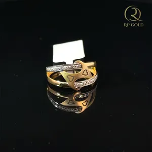 Elegant <b>gold</b> <b>ring</b> with heart design and sparkling stones stylish modern jewelry perfect for women wear gift and special - Product Image 3