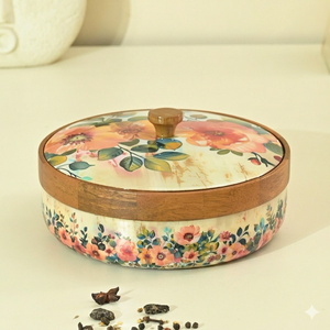 Handmade Enamel Printed Wooden Bowl <b>Spice</b> Organizer Dry Fruit and Nut Serving Bowl <b>Kitchen</b> Storage Factory Price for FBA Sellers - Product Image 5