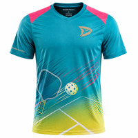 Camiseta Deportiva de Poliéster y Spandex Ligera y Transpirable de Manga Corta Unisex con Estampado por Sublimación para Pickleball