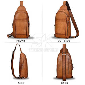 Genuine Leather <b>Sling</b> Backpack <b>Men</b> Multi-pocket <b>Bag</b> Chest Soft Genuine Leather Travel Crossbody <b>Bag</b> Leather Pakistan - Product Image 5