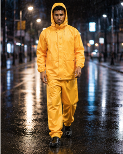 Traje Impermeable para Hombre de Color Sólido, Chaqueta y Pantalones de Poliéster de Manga Larga, Ropa para Exteriores para Todas las Estaciones - Product Image 5