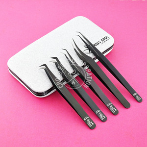 New Trend Lashes Tweezer Eyelash Extensions Tweezer Lashes for Ingrown Eyelashes Black Color 90 Degree Volume with Pointed Tip - Product Image 1