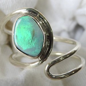Australian <b>Opal</b> <b>Ring</b> Adjustable-925 Sterling <b>Silver</b>-October Birthstone-<b>Opal</b> Doublets-Handmade Jewelry-Gift For Her-MS - Product Image 1
