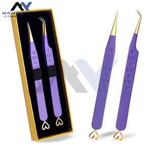 Pinces à cils personnalisées avec logo, vente en gros, pointe droite et courbée, pour extensions de cils, lot de 2, très demandées - Product Image 2