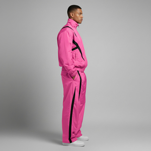 ชุดวอร์มผู้ชายสีชมพูพิมพ์โลโก้ตามสั่ง คอตั้ง แขนยาว มีเชือกผูก กระเป๋าข้าง ระบายอากาศได้ดี น้ำหนักเบา - Product Image 5