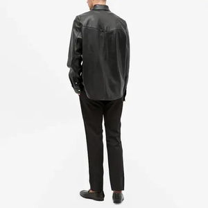 Camisas de Cuero Personalizadas al por Mayor para Hombre, Camisas de Manga Larga Hechas a Mano con Botones, de la Mejor Calidad - Product Image 3