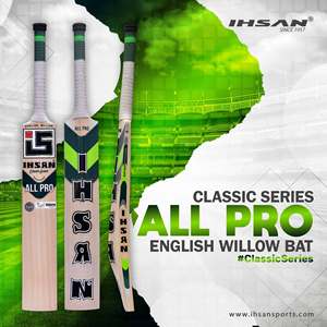 Bate de Críquet Ihsan Sports Serie Clásica Edición All Pro, Duradero y Ligero, de Madera de Sauce Inglesa, con Funda Gratis y Lámina Antideslizante para Mayor Agarre - Product Image 3