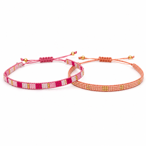 Handmade Trendy Seed <b>Bead</b> <b>Bracelet</b> Set Women Adjustable Pink Peach Gold Boho Friendship <b>Bracelets</b> for Party Custom Wholesale - Product Image 2