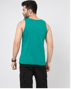เสื้อกล้ามคอกลมสีเขียวสำหรับผู้ชาย AULTRA ONE ENTERPRISES ผ้าฝ้าย 100% ระบายอากาศได้ดี แบบถักลำลอง พิมพ์ลาย 3 มิติ ที่ด้านหลัง - Product Image 5