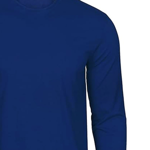 เสื้อยืดแขนยาวผู้ชาย สีน้ำเงินล้วน คอกลม ทรงปกติ ผ้าถัก สไตล์ลำลอง - Product Image 4