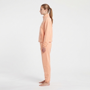<b>Women's</b> Heavy Cotton Tracksuit <b>Half</b> <b>Zip</b> <b>Sweatshirt</b> Wide Leg Sweatpants Two Piece Casual Streetwear Set Custom Clothing - Product Image 3