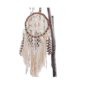 Atrapasueños Clásico con Cabeza de Lobo, Decoración de Pared para el Hogar, Colgante de Plumas Naturales, Atrapasueños Grande para Diseño Personalizado - Product Image 3