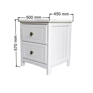 Clean-Lined 2-Slide Wood Bedside Chest, Multi-Purpose Accent <b>End</b> <b>Table</b> for Bedroom & Tight Spaces - Product Image 3