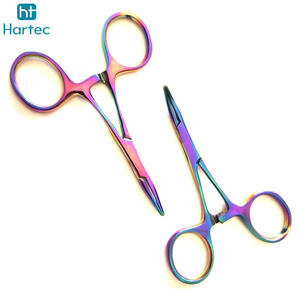 Ensemble de pinces de pêche multicolores arc-en-ciel en acier inoxydable, pinces hémostatiques à mâchoires courbées et droites, outils de retrait d'hameçons profonds - Product Image 3