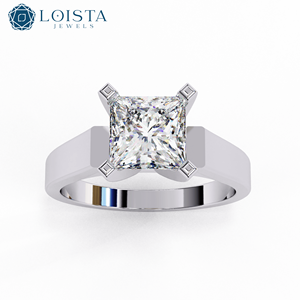 Bague en or rose 18 carats avec diamants de laboratoire certifiés IGI, taille princesse 1 carat, bijoux en diamants - Product Image 1