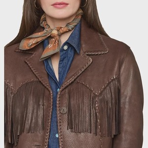 Oem Wholesale New Fashionable Women's Sheep Skin Leather Fringe Knitted Winter <b>Heated</b> <b>Jackets</b> Plus Size - Product Image 4