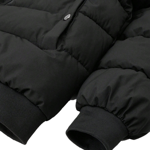 Premium Men's Winter Puffer <b>Jacket</b> Hooded Thick <b>Fleece</b> <b>Lined</b> Windproof Casual Style Black Polyester Wadding Zipper Closure - Product Image 3