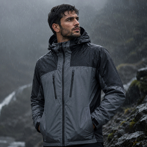 OEM Custom Print Men's Safari <b>Jackets</b> <b>Waterproof</b> Removable Hood Windproof Zipper Autumn Season Customized OEM - Product Image 1