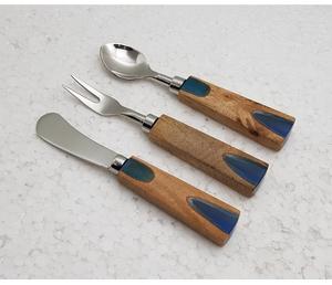 Ensemble de couverts en acier inoxydable avec manches en bois de haute qualité, couteaux, cuillères, pour la maison, l'hôtel, le restaurant, et pour les mariages. - Product Image 6