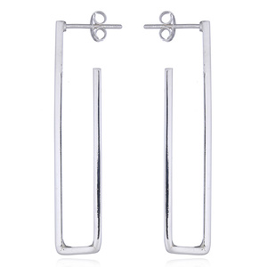 <span class=keywords><strong>Orecchini</strong></span> a Perno Trendy in <span class=keywords><strong>Argento</strong></span> Sterling con Linee <span class=keywords><strong>Rettangolari</strong></span> Fini e Lucide - Product Image 1