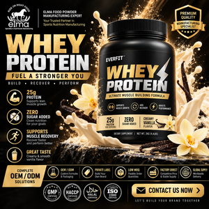 Fournisseur de poudre de protéines de lactosérum à la vanille en marque privée en Malaisie, fabrication OEM de shakes WPC sur mesure, croissance musculaire pour adultes, 20-29g - Product Image 1