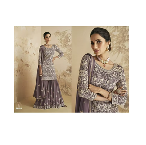 Conjunto Gharara Premium de Georgette Sintética con Lentejuelas Bordadas y Dupatta de Diseño para Mujer - Product Image 1