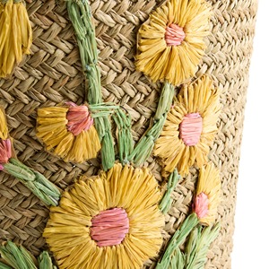 Juego de 3 Cestas de Almacenamiento Hechas a Mano con Bordado Floral de Pasto Marino Natural, Venta al por Mayor, Ecológicas, Hechas en Vietnam - Product Image 5