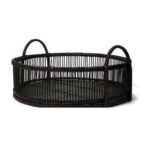 Plateau de service décoratif en rotin, plateau tressé en bois pour la décoration intérieure de cuisine et salle à manger de style ferme moderne, rangement - Product Image 1