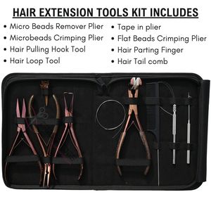 Hair Extension Tools Kit Tape In Flat Crimping Microbeads Remover Plier Pulling Hook Loop Tool Tail Comb Parting Finger Salon - Product Image 2