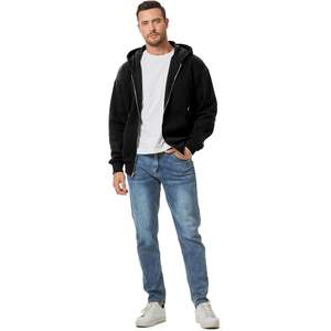 Sweat-shirts à capuche en molleton de coton décontractés pour hommes, fermeture éclair intégrale, manches longues, tailles XS à XXL, avec cordon de serrage - Product Image 1