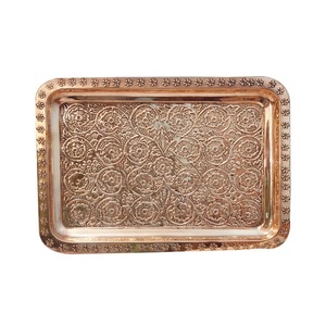 Oval Shape <b>Copper</b> Serving Tray Elegant For Breakfast & Dinner <b>Table</b> Glass Cup Serving & Storage Tray At Hot Sale - Product Image 4