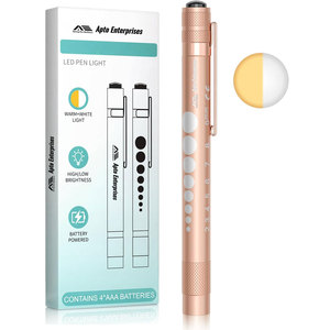 Lampe-stylo dorée pour infirmières Lampe-stylo LED médicale avec interrupteur à un bouton pour jauge de pupille à lumière blanche et chaude et règle de 5cm - Product Image 4