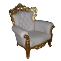 Canapé de style français une place en bois d'acajou, mobilier de style baroque, fauteuil rembourré en feuille d'or pour salon