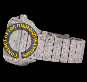 Montre pour homme personnalisée, entièrement sertie de diamants Moissanite VVS, style Hip Hop de luxe, quartz, acier inoxydable, meilleur prix - Product Image 2