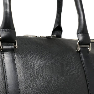 Genuine <b>Leather</b> Duffle <b>Bag</b> Solid Color Zipper Closure Casual Gym Fitness <b>Bag</b> 30-40L Capacity <b>Soft</b> Handle Adjustable Strap - Product Image 6
