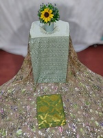 Robe en tissu de chiffon de soie 100% avec motif floral perlé, tissage jacquard sergé, design modeste et magnifique, style Fransawi Dirac