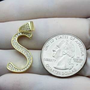 Pendentif lettre S en moissanite, en argent sterling 925, breloque alphabet sertie de diamants, sans chaîne, cadeau - Product Image 5